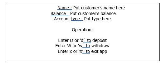 and print current balance) on their banking account. 1. Create a Fake
