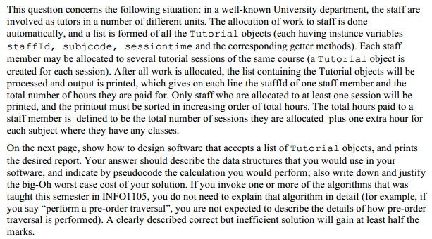 Find : (1) Data Structure used; (2) Method of calculation; (3) Big