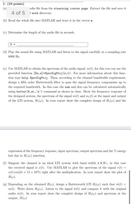  1. (10 points) udio file from the elearning course page. Extract