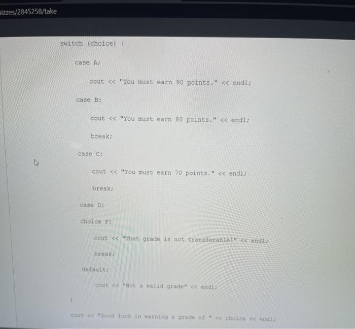 the switch statement to respond to the user's input Re-write the switch