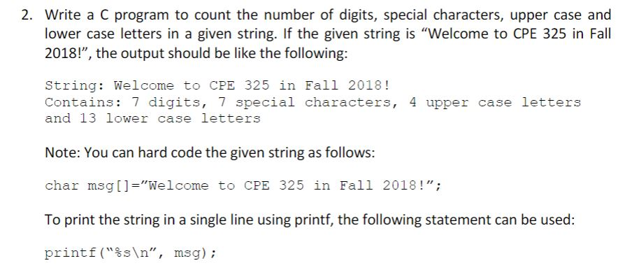 2. Write a C program to count the number of digits,