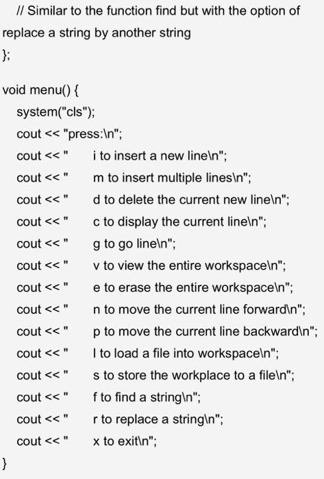 struct node \{ string line; node* next, " prev; node() \{ node(string