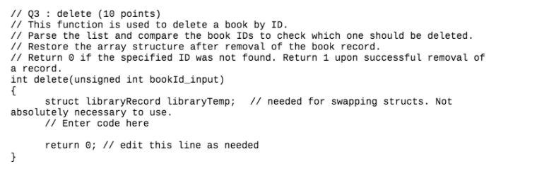  1/ 23: delete (10 points) // This function is used to