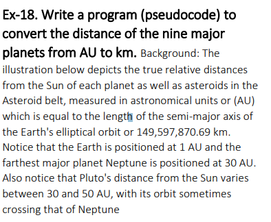  Ex-18. Write a program (pseudocode) to convert the distance of the