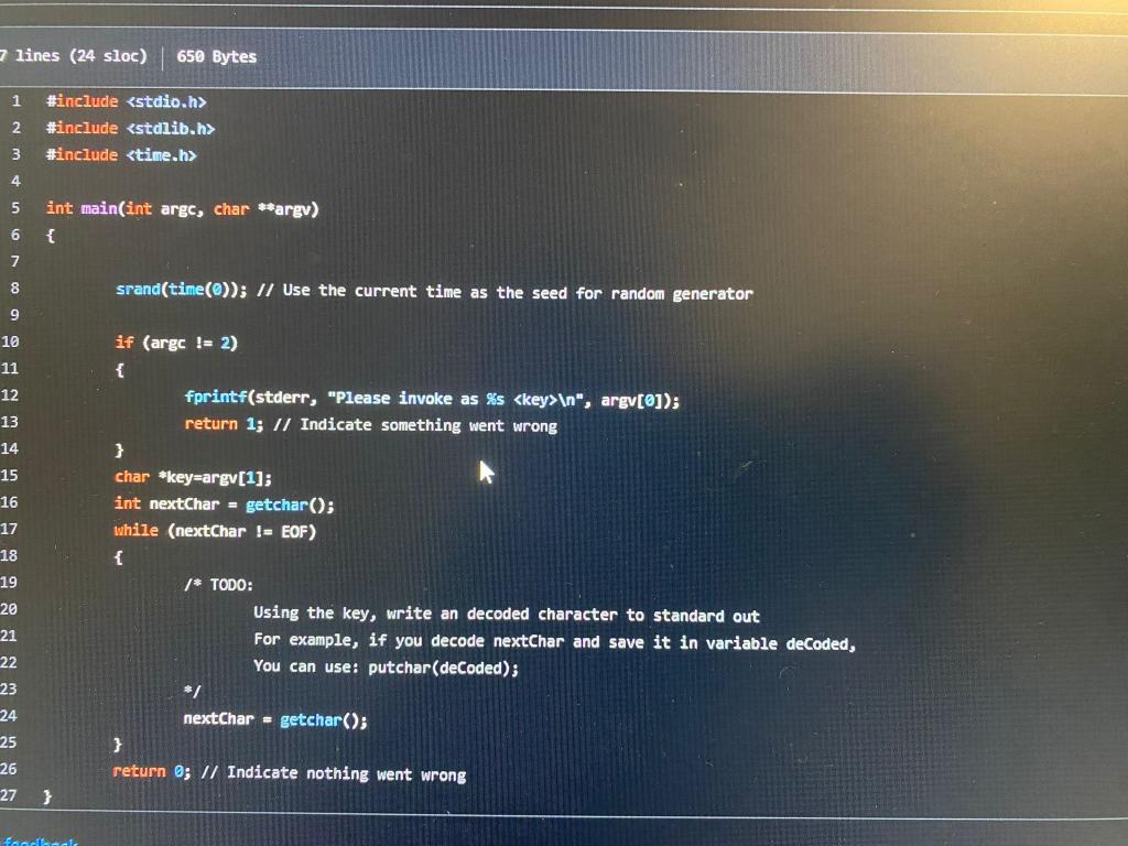 ENCODE AND DECODE THE PROGRAM BY DOING TODOS lines (24 sloc) 650