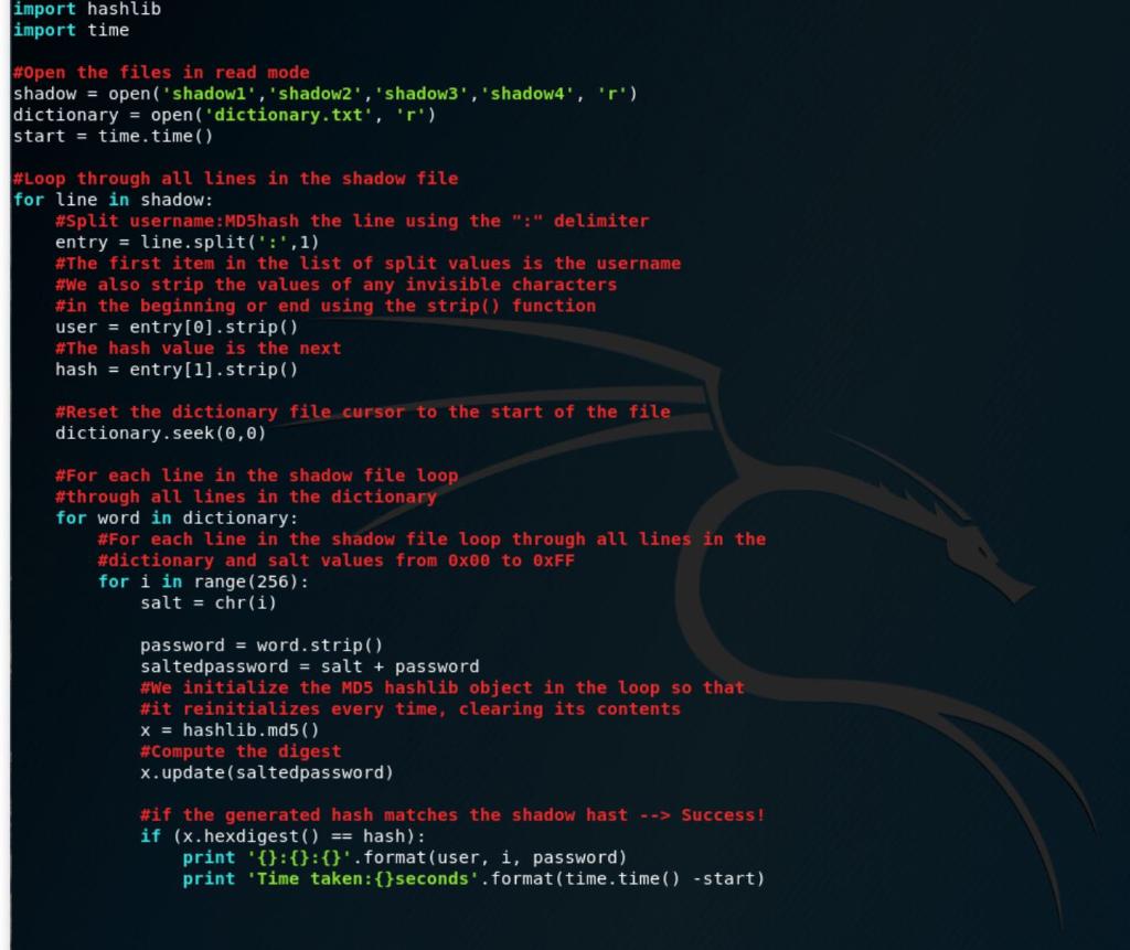  Modify the script so that it cracks all the shadow files