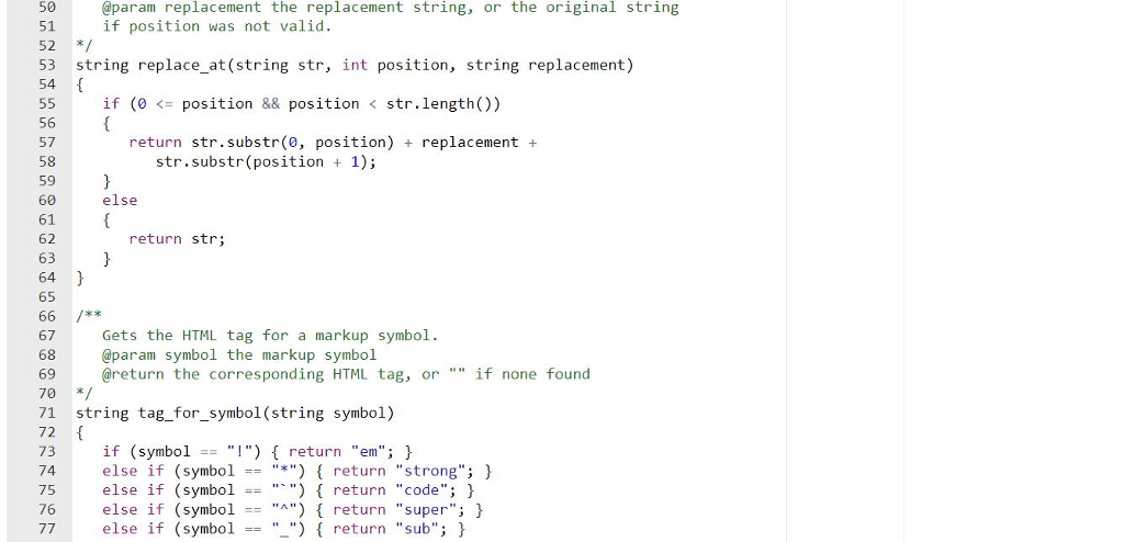 4 * Replaces a character of a string at a given position.