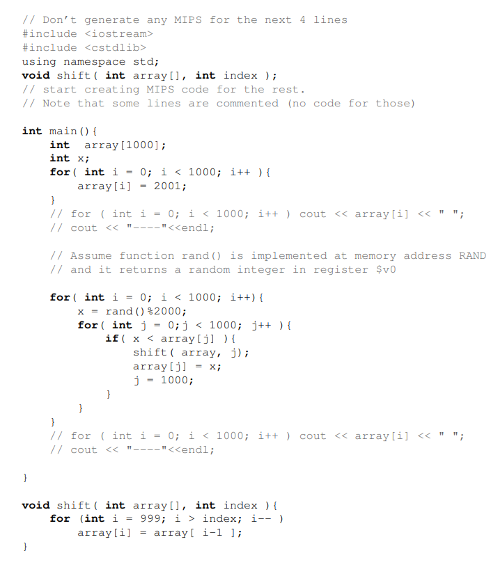 an insertion sort program. You don't need to generate any code for