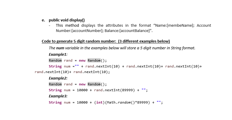 Problems/Assignments Banking System Create a Banking System, where a user can create