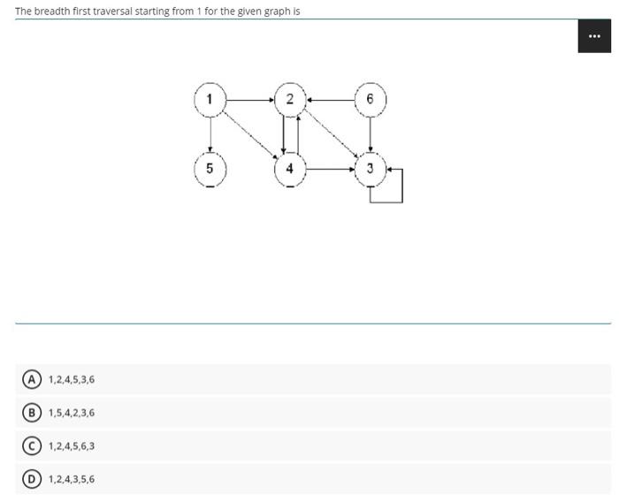 1) 2) 3) 4) The breadth first traversal starting from 1 for