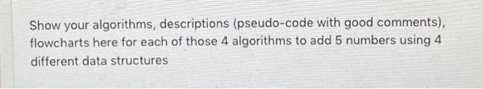 Computer Architecture ADD 5 Numbers 4 Ways using 4 different data structures