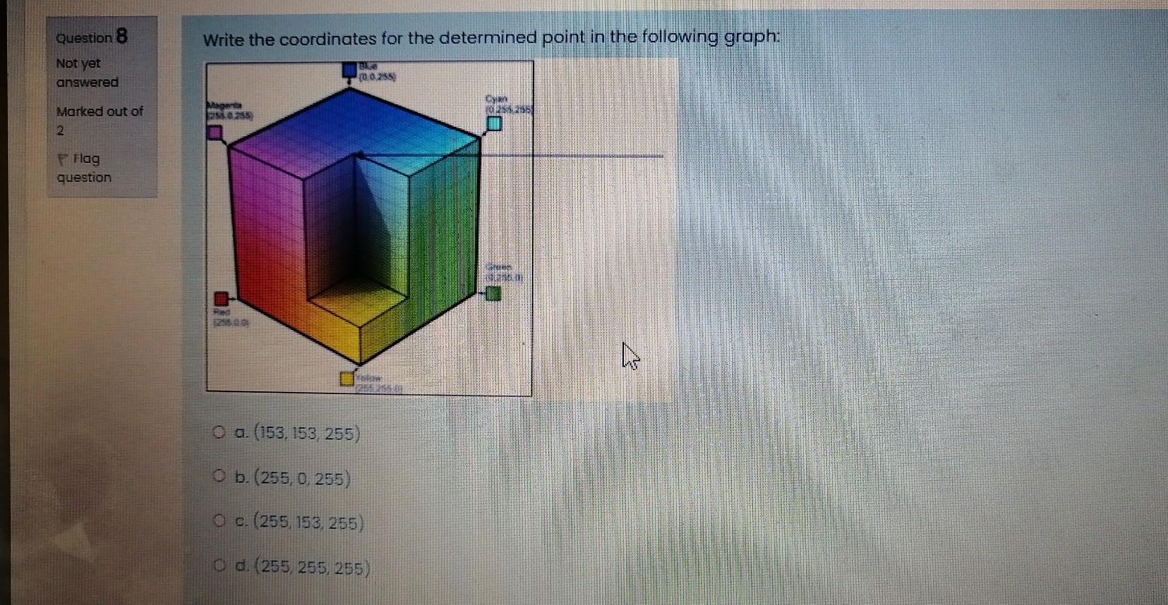 Question 8 Write the coordinates for the determined point in the