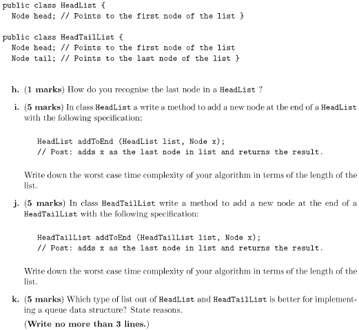  public class HeadList ( Node head: / Points to the first