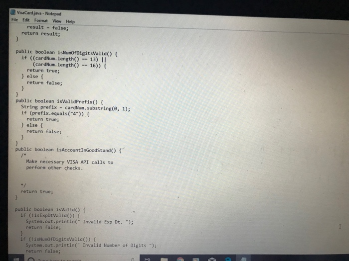tests performed are: . Check expiration date isExpDtValid) . Check for valid