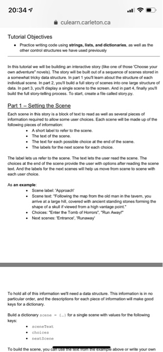  Use Python to code 20:341 culearn.carleton.ca Tutorial Objectives . Practioe writing