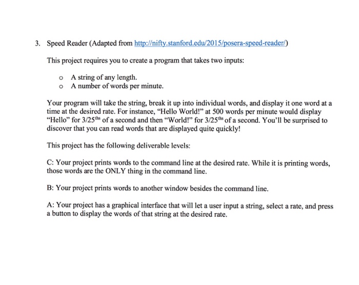  I need to write this program in MATLAB language Speed Reader