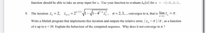  USE MATLAB function should be able to take an array input