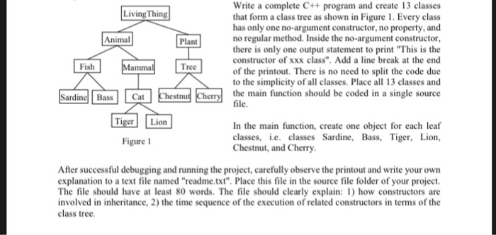  Write a complete C++ program and create 13 classes that form