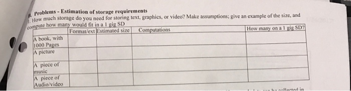 How much storage do you need for storing text, graphics, of