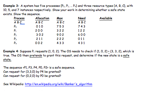 A system has five processes {P_0, P_1.... P_4} and three resource