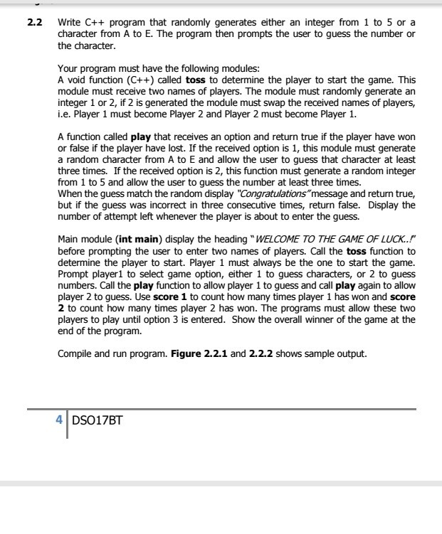  2.2 Write C++ program that randomly generates either an integer from