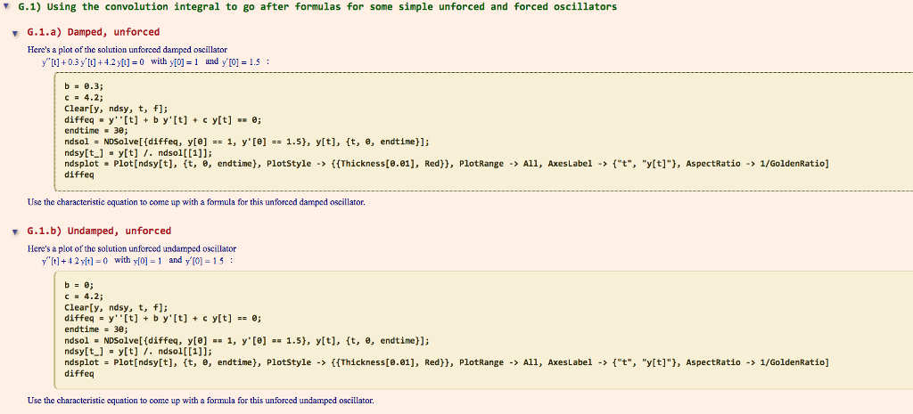 G.1) Using the convolution integral to go after formulas for some