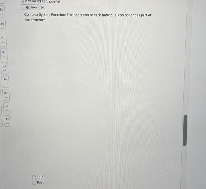 Complex System Function: The operation of each individual component as part