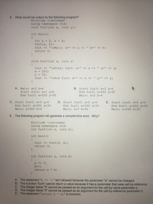  8. What would be output by the following program? +include using