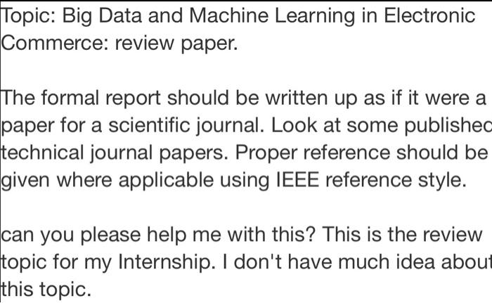 Help me with some topic in details please! Topic: Big Data and