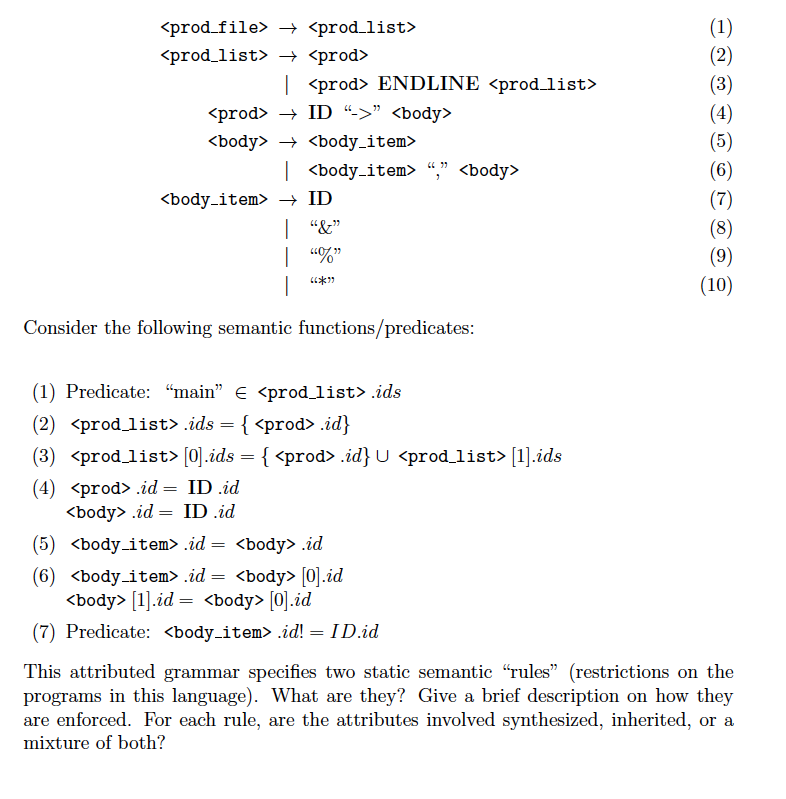  + + | ENDLINE + ID ">" + | "," ID