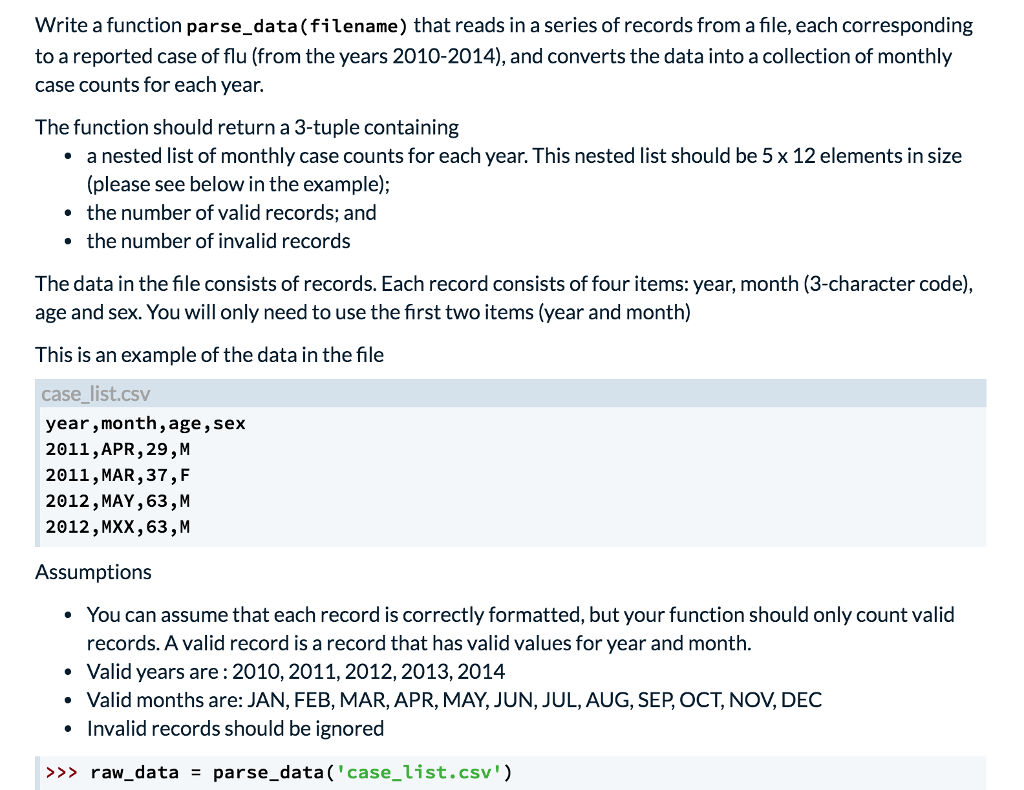 The language is Python 3.6 Thanks!>>> print(raw_data) ([[4, 17, 67, 76, 51,