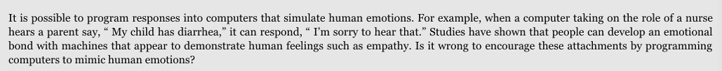 At least 100 words, please. It is possible to program responses into