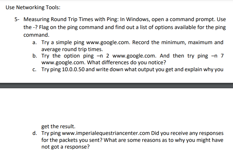  Use Networking Tools: 5- Measuring Round Trip Times with Ping: In