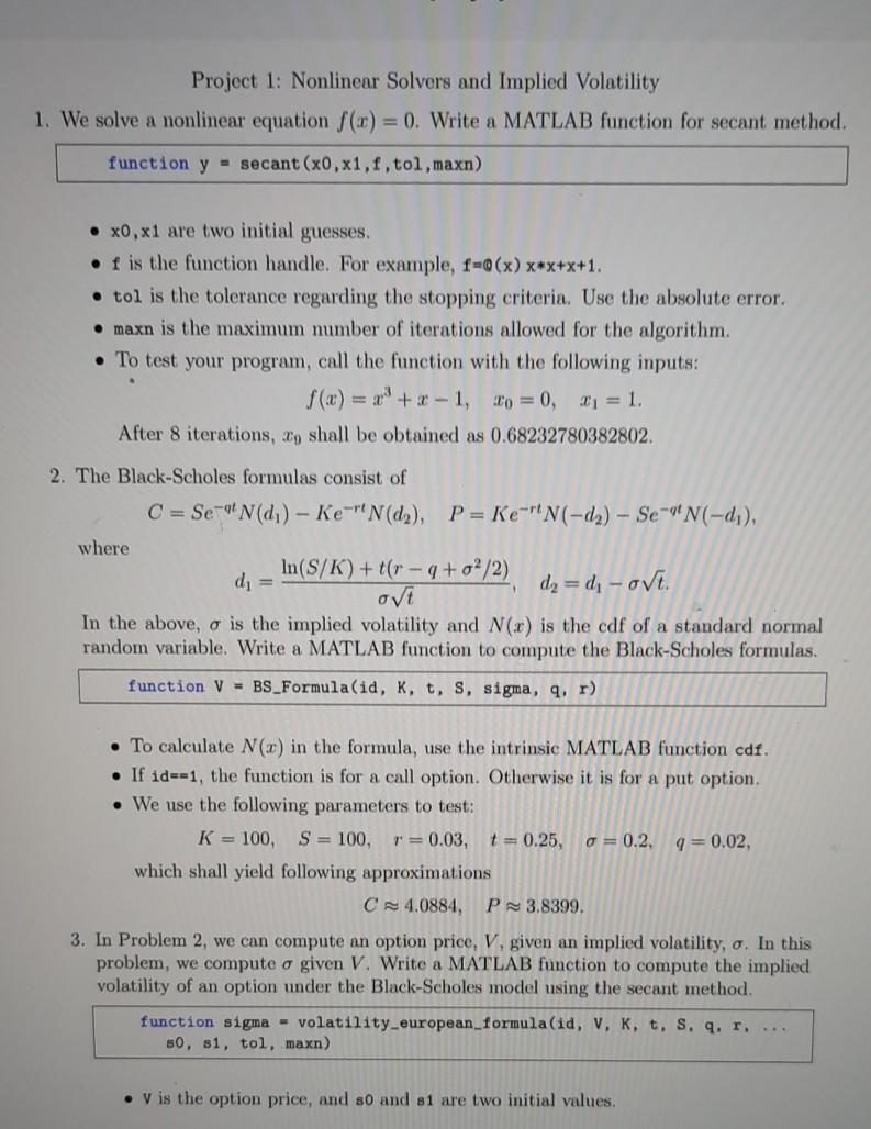 Can someone help me write a matlab project for the above