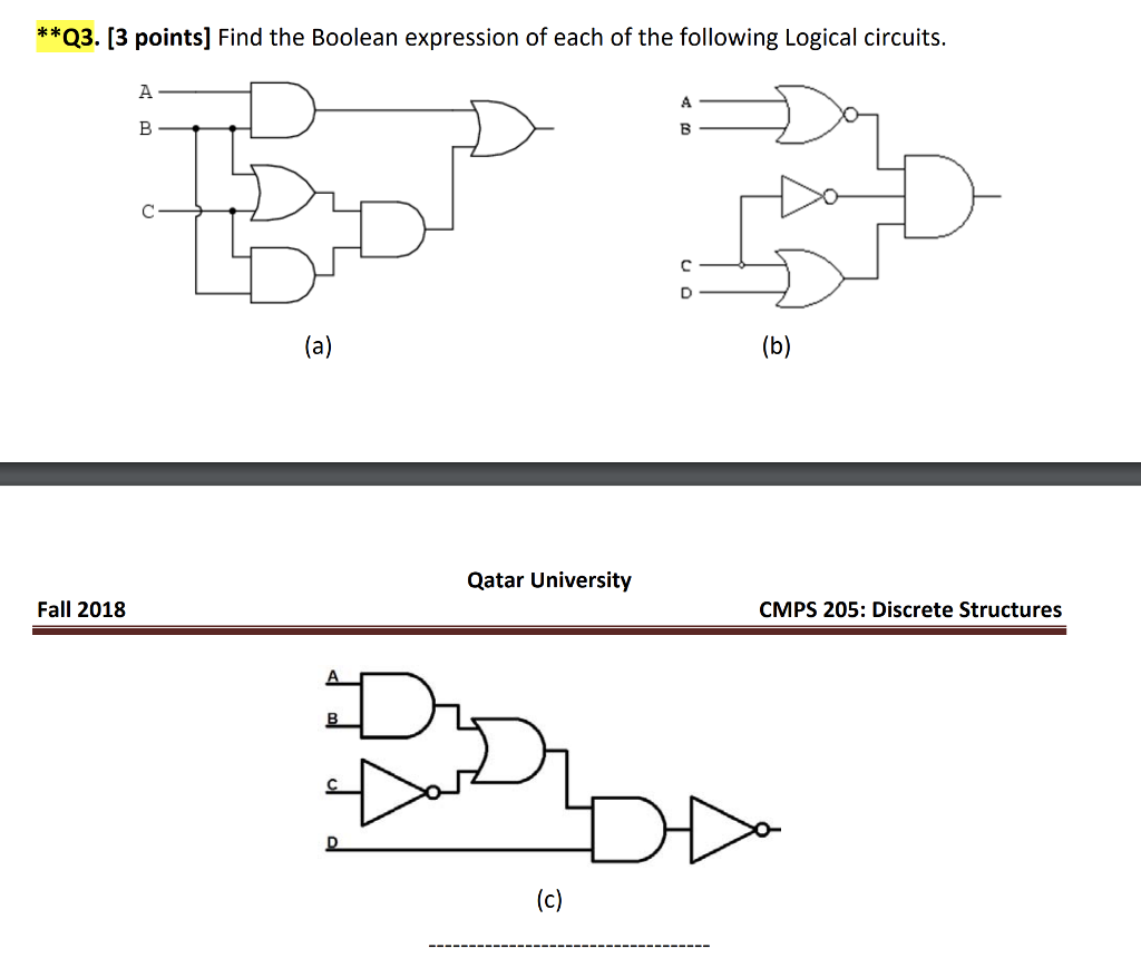  Please Help #DiscreteMath **Q3. [3 points] Find the Boolean expression of