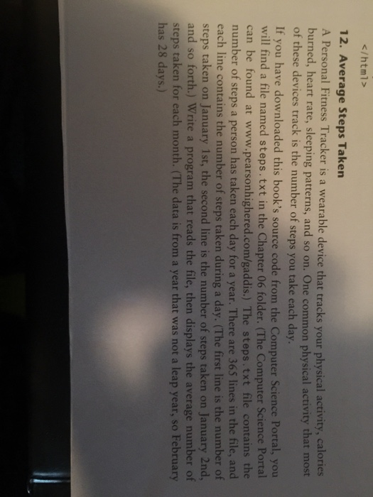  Python 12. Average Steps Taken A Personal Fitness Tracker is a