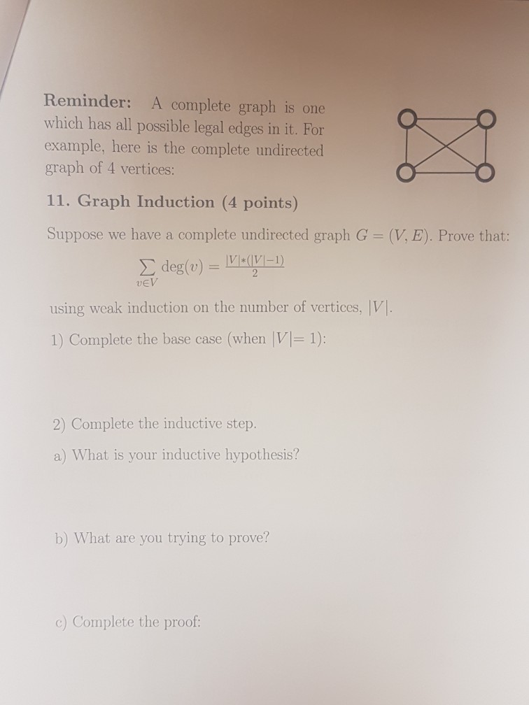 Reminder: A complete graph is one which has all possible legal