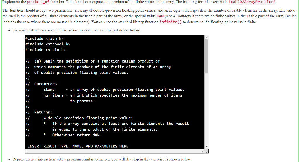 1. 2. Implement the product of function. This function computes the product
