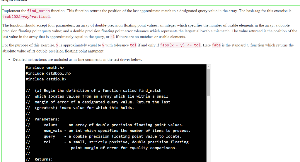 of double-precision floating point values; and an integer which specifies the number