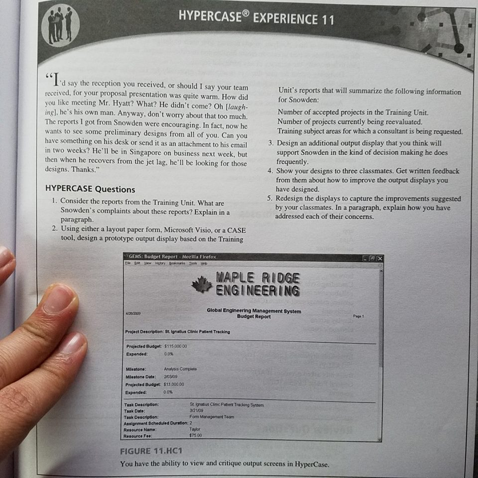 Case tool, design a prototype output display based on the Training Unit's