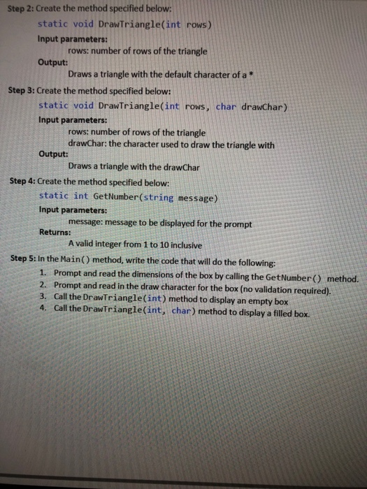  Write the following program Using C# methods- creating and calling methods