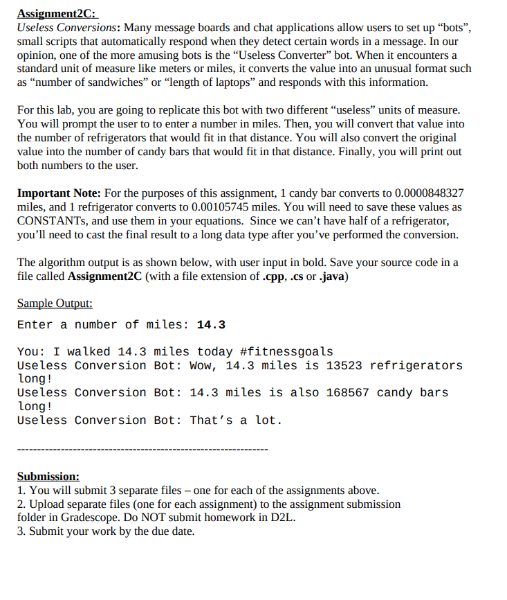 Can you answer in java please Assignment2C: Useless Conversions: Many message boards