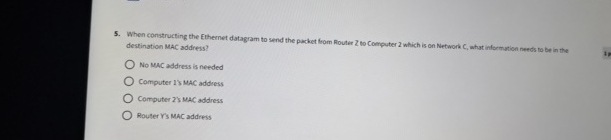  When constructing the Ethernet datagram to send the packet from Router