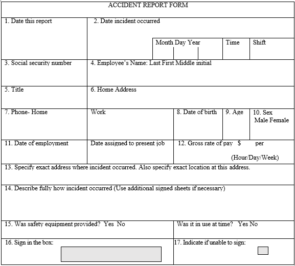 Exercise-3 Accident Reporting Form Intent: Demonstrate basic form to data model