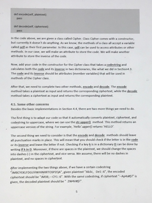 several pieces of Python programs to encode and decode messages by using