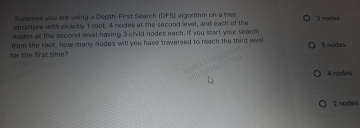  Suppose you are using a Depth-First Search (DFS) algorithm on a