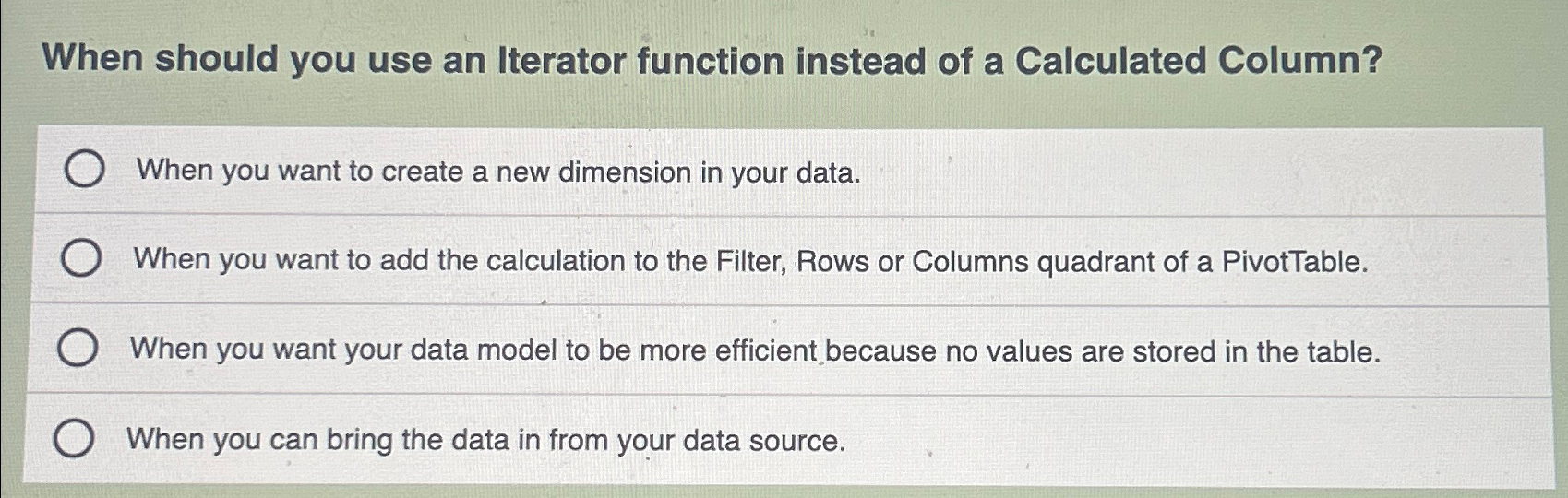  When should you use an Iterator function instead of a Calculated