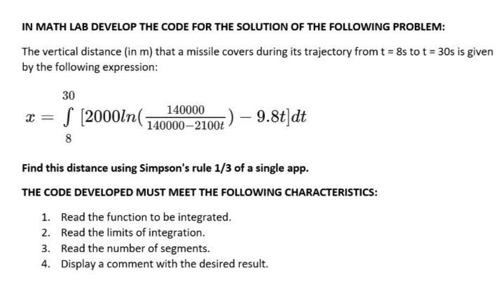 IN MATH LAB DEVELOP THE CODE FOR THE SOLUTION OF THE