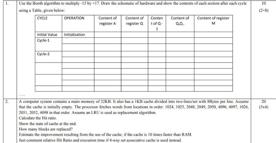  1. 10 (2+8) Use the Booth algorithm to multiply - 15