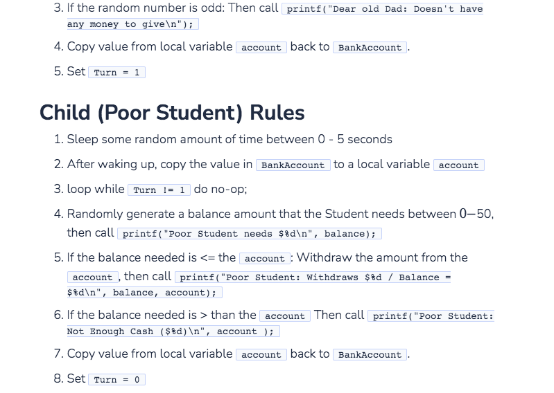 creates two shared variables of type int. One integer is the BankAccount
